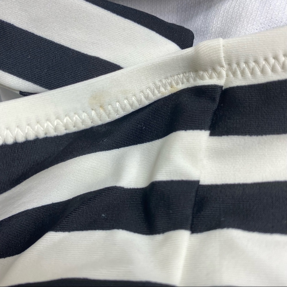 Motherhood Maternity Beach Bump NWT One Piece Swimsuit Black White Stripe Halter - Picture 12 of 14